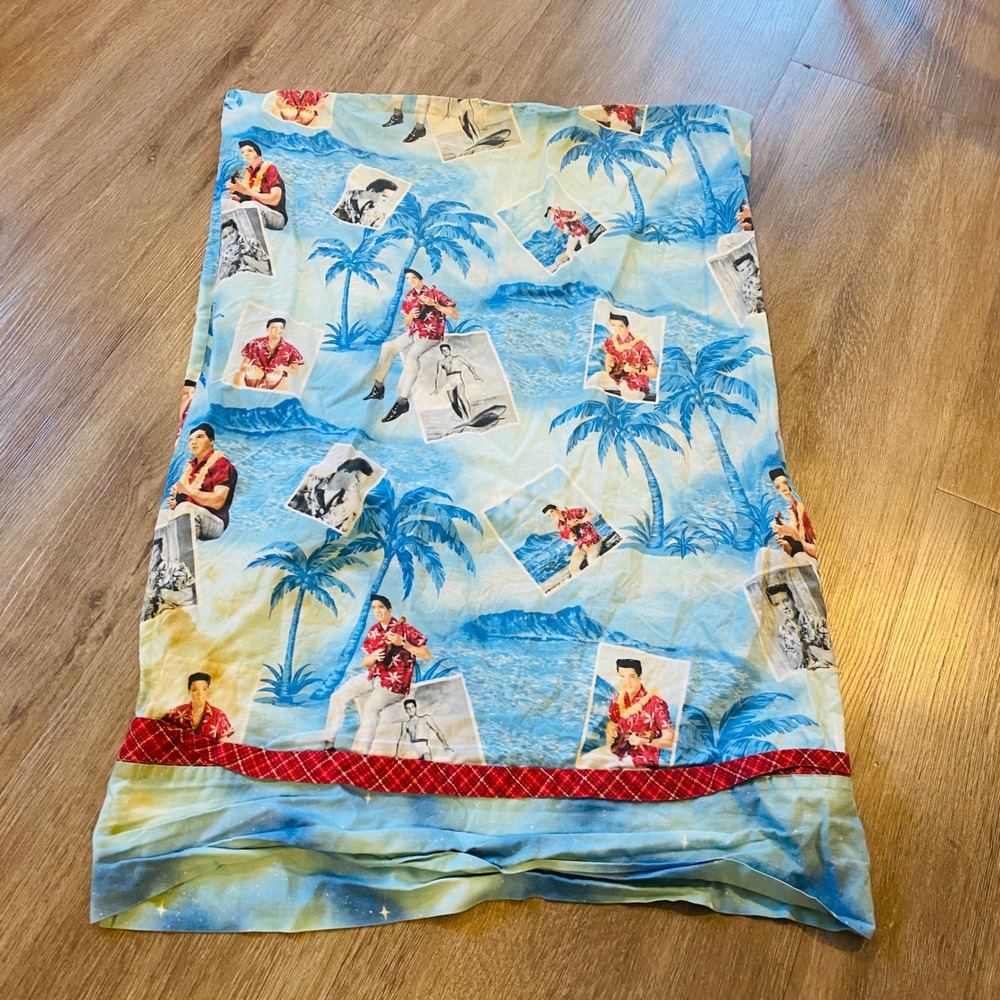Elvis Presley Blue Hawaii Vintage Style Pillowcase Tropical Surfing Ukulele Blue